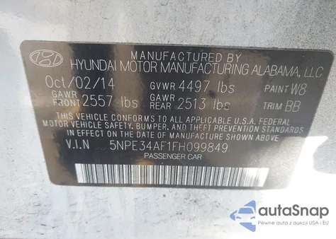 2015 Hyundai Sonata Limited z USA, uszkodzony, nr VIN 5NPE34AF1FH099849